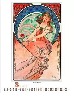 Alfons Mucha művészeti naptár belül