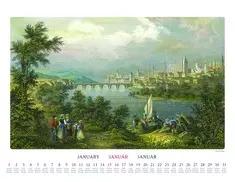Dunamenti városok metszeteken művészeti naptár bel